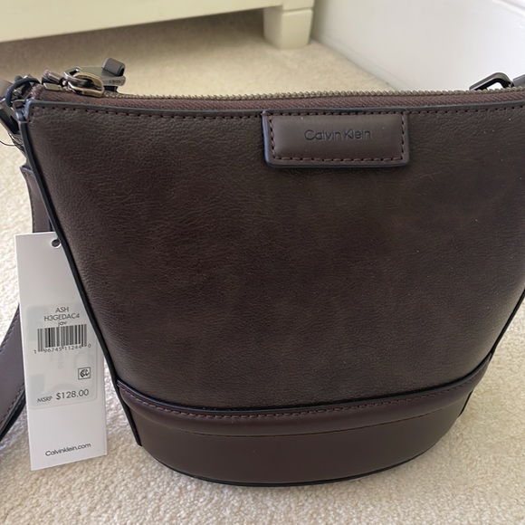 New with Tags Calvin Klein Brown Crossbody Bucket Bag. - Picture 2 of 6